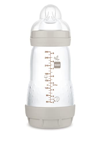 MAM Anti-Kolik-Flasche, 2-4 Monate, 260 ml, mit Sauger mit 2 mittlerem Wasserfluss aus Silikon, leicht zu akzeptieren, selbststerilisierend und leicht zu reinigen, Easy Start Anti-Colic, Neutro Mate