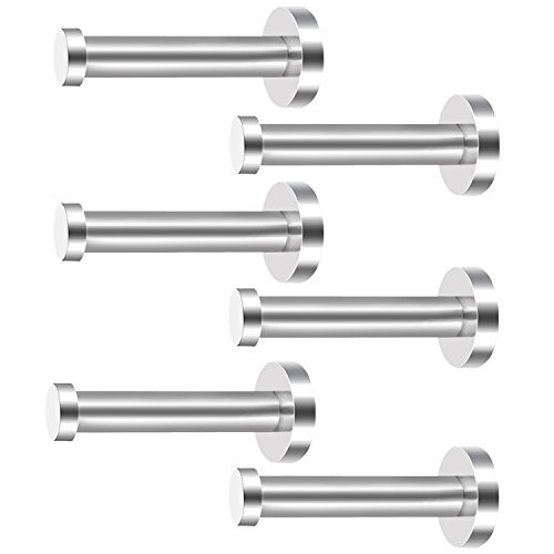 eBoot 6 Stück Wandhaken aus Rostfreiem Stahl, Kleiderhaken, Wandhaken, Nickel, Gebürstetes Nickel (Silber, 4 Zoll), 4 Inch