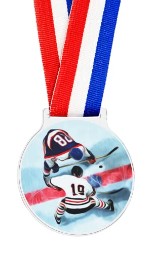 Trophy Monster Eishockey-Medaillen, 60 mm, mit gratis Bändern, für Clubs und Veranstaltungen, aus 6 mm dickem, farbigem Acryl, 10 Stück