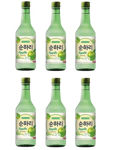 bick.shop® 6x Soju 360ml Korea original 12-13% Vol Alk. Branntwein Reiswein koreanischer Wodka Jinro (Apfel)