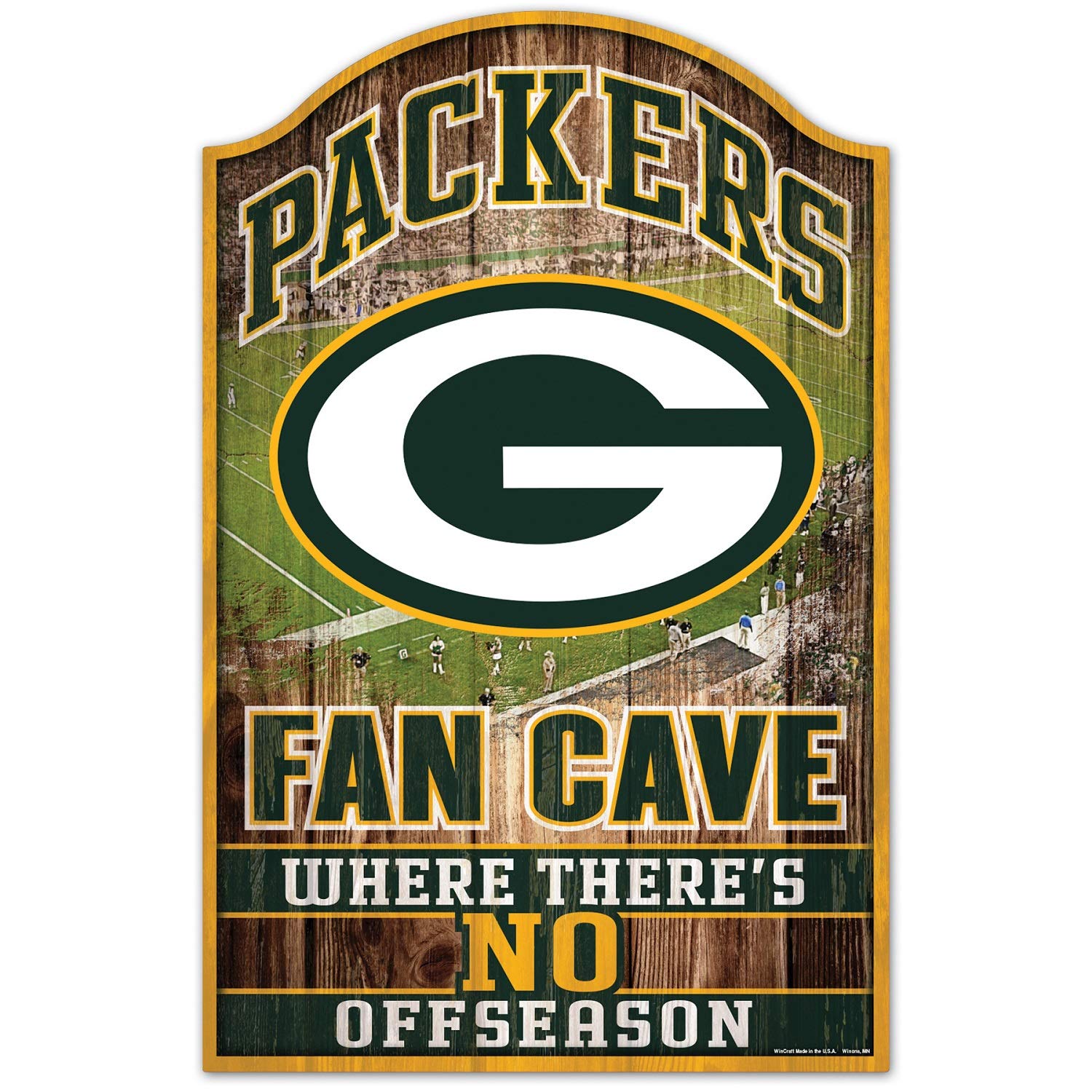 Wincraft NFL Schild aus Holz Green Bay Packers Fan Cave Holzschild Wood Shield Stadion