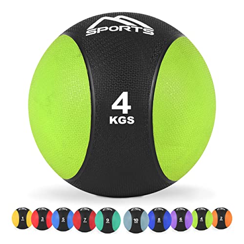 MSPORTS Medizinball 4 kg – Professionelle Studio-Qualität inkl. Übungsposter Gymnastikbälle