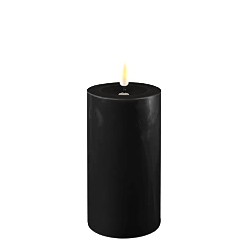 ReWu LED Kerze Deluxe Homeart, Indoor LED-Kerze mit realistischer Flamme auf einem Echtwachsspiegel, warmweißes Licht - (Schwarz)