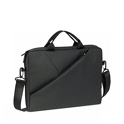 RIVACASE Tasche für Laptop/Notebook bis 15.6" - Hochwertige Laptoptasche mit Zusatzfächern und gepolsterten Seitenwänden - Schwarz