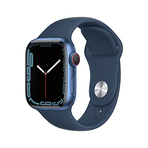 Apple Watch Series 7 (GPS + Cellular, 41mm) - Blau Aluminiumgehäuse mit Abyss Blau Sportarmband - Regular (Generalüberholt)