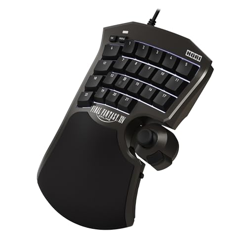HORI Tactical Assault Commander F14 (Final Fantasy XIV Black Edition) - Mechanical Keypad for PC (Windows 11/10), PS5, and PS4 - Officially Licensed by SquareEnix