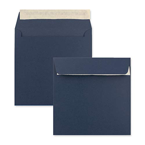 100 x Kuverts in Nachtblau (Blau) - quadratische Brief-Umschläge - 15,5 x 15,5 cm - Haftklebung - matte Oberfläche - formstabile Post-Umschläge