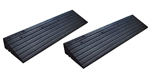 Bepco Premium - Bordsteinkanten-Rampe-Set (2 Stück) aus Gummifasern - Auffahrrampe - Türschwellenrampe mit je 4 eingelagerten Unterlegscheiben zum anschrauben (100 x 25 x 10 cm)