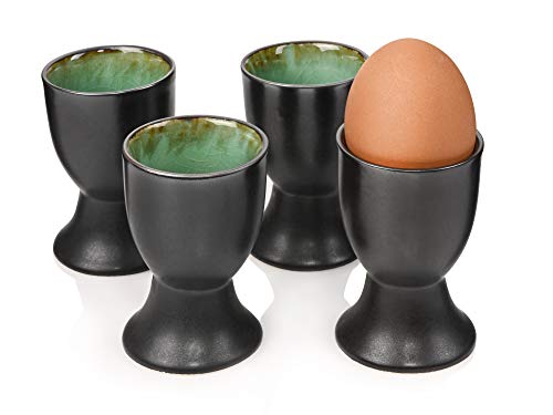 Sänger | Eierbecher Palm Beach aus Steingut, 4-teiliges Set, Eierbecher, Frühstück, Modernes und Einzigartiges Design