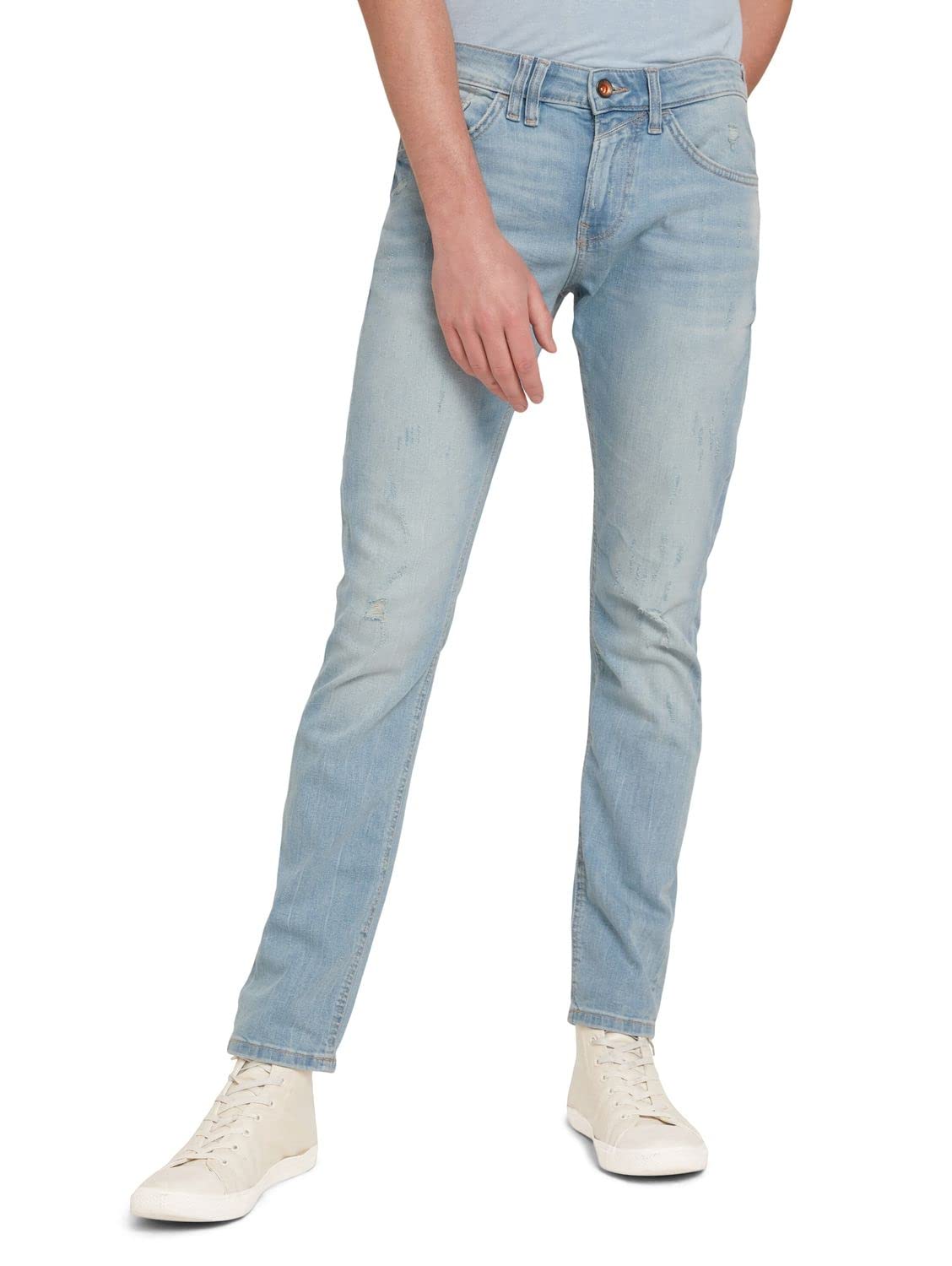TOM TAILOR Denim Herren Piers Slim Jeans 1029730, 10117 - Used Bleached Blue Denim, 30W / 32L