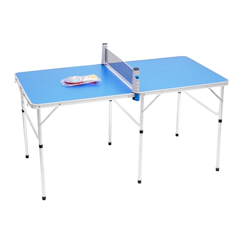 WOLEGM - Tischtennisplatte, Freizeit Tischtennistisch mit 2 Tischtennisschlägern und 3 Bällen, Klappbares, Tischtennisplatte für Innen oder Außenbereich, 152 x 76 x 76cm