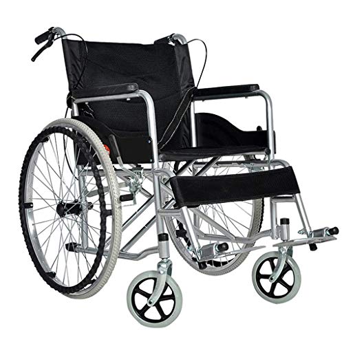 AOLI Faltbare tragbarer Reise-Rollstuhl, Tragbarer Rollstuhl für ältere Menschen, Geeignet für Senioren, Behinderte, Medical Rollstuhl, faltbaren Rollstuhl, Rot,Schwarz