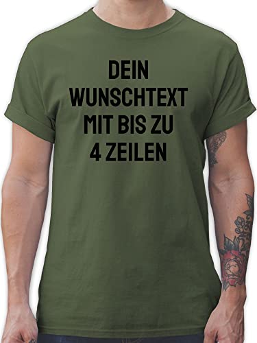 T-Shirt Herren personalisiert mit Namen - Aufdruck selbst gestalten - Wunschtext - 3XL - Army Grün - eigenem Text beschriften Lassen Schriftzug namens selber Bedrucken personalisierte em - L190