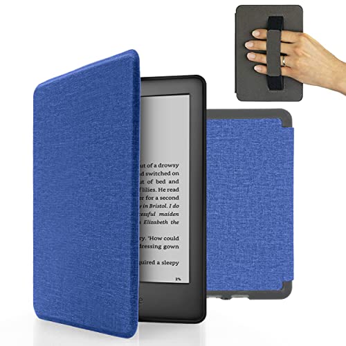 MyGadget Hülle für Amazon Kindle Paperwhite 10.Generation (Modell 2019 - J9G29R - 6 Zoll) mit Handschlaufe & Auto Sleep / Wake Funktion - Flip Case in Dunkel Blau