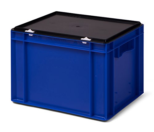 Euro-Stapelbox/Lagerbehälter KTK 4270-0, blau, mit schwarzem Verschluß-Deckel, 400x300x281 mm (LxBxH)