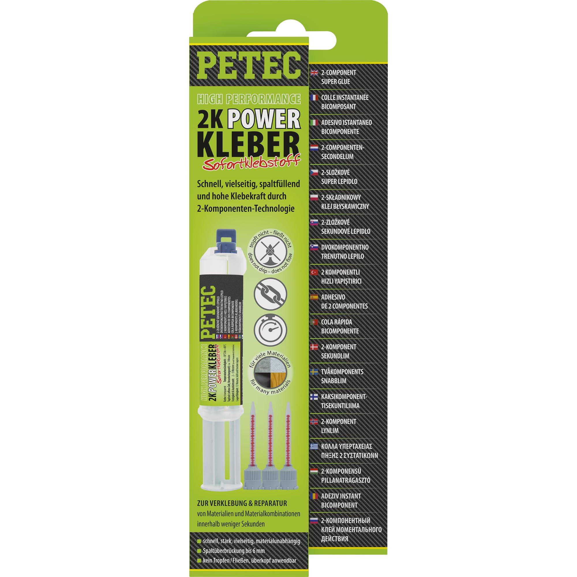 PETEC 2K Powe Kleber high performance, 11 ml Doppelspitze 93510
