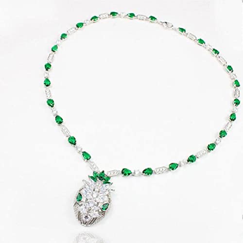 Good dress Damen Geschenk Halskette Persönlichkeit Prinzessin Schlangenkopf Halskette, Weibliche Kurze Schlüsselbeinkette mit Grünem Zirkon, HalsketteFotofarbe