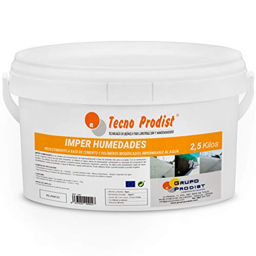 IMPER FEUCHTIGKEIT von Tecno Prodist - Mörtel für Wandverkleidungen. Wasserdicht. Behandlung von Feuchtigkeit in Wänden, Kellern usw. Wasserdicht, einfach zu verwenden + Zubehör. (2,5 Kg)