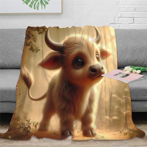süße Kuh Flanell Decke 3D Druck süße Tiere Sofadecke Flauschig Warm Kuscheldecke Bett Decken Weichen Flauschig for Erwachsene Kinder 80x90inch(200x230cm)