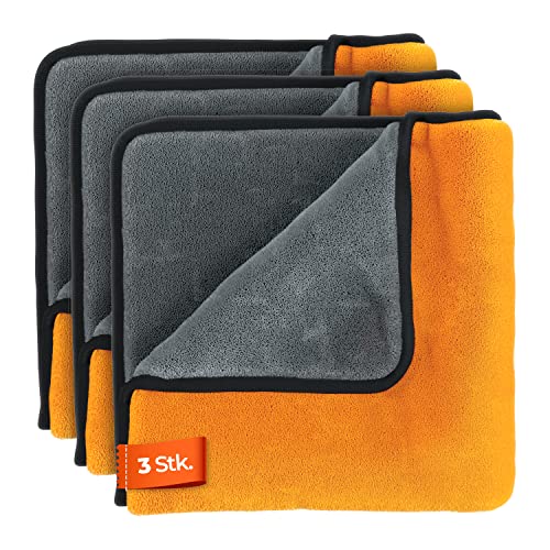 ADBL Puffy Towel Poliertuch 840GSM (3 STK.) - Ideal zum auspolieren von Wachsen - fusselfreies Premium Mikrofasertuch für die Auto & Motorrad Pflege - Autopflege Tuch | 41x41cm