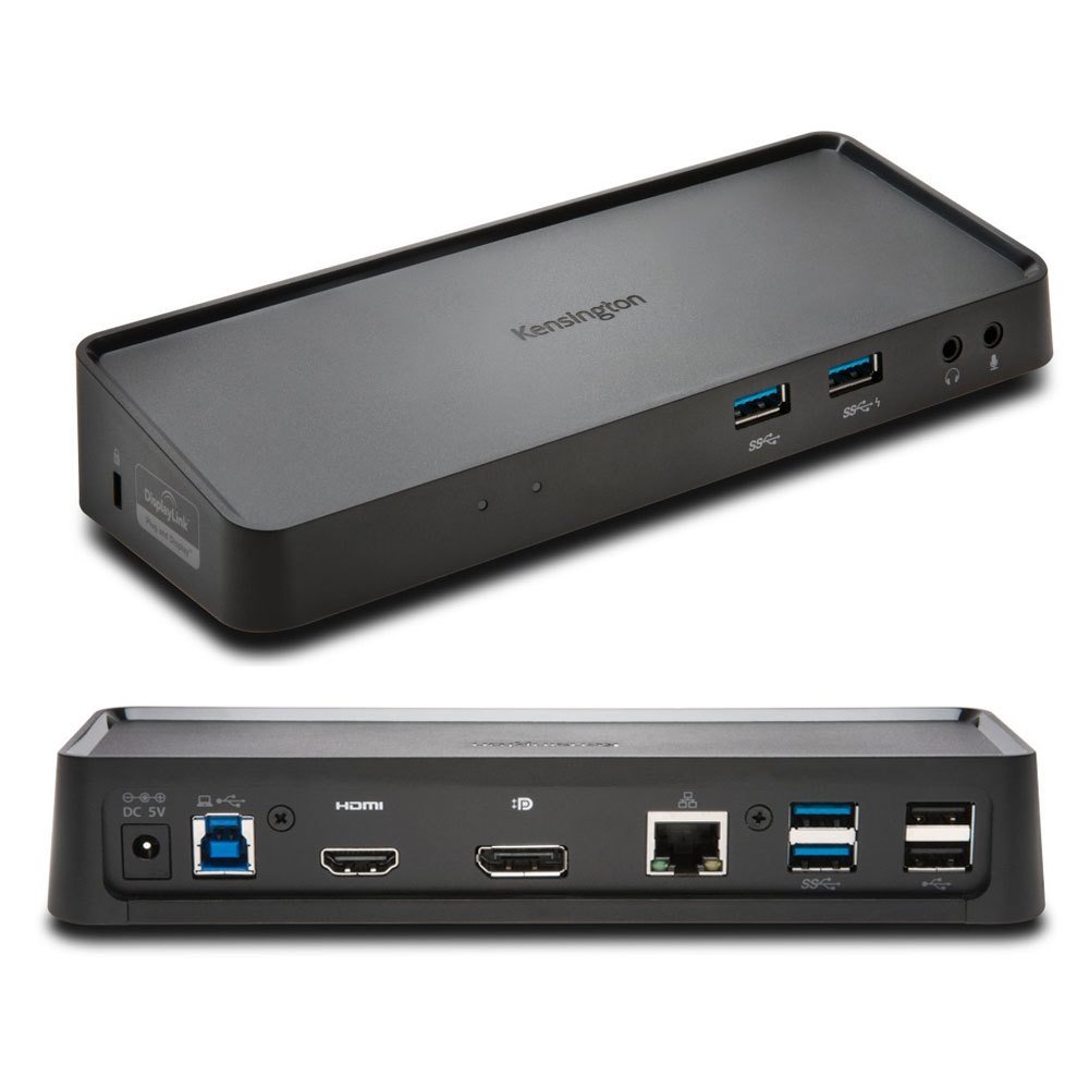 Kensington (SD3650) USB 3.0 Universal Dockingstation, Mit DisplayPort++ & HDMI Anschluss, 6 USB-Anschlüsse (2 USB 2.0 & 4 USB 3.0), Kompatibel mit Windows & macOS, K33997WW, Schwarz
