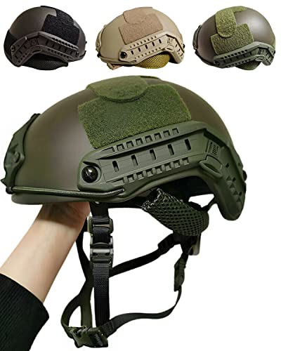 WLXW Militärhelm Bequemer Ballistischer Kugelsicherer Helm Der Stufe 4, Taktischer Ballistischer Helm Aus PE-Polyethylen, Für Airsoft Wargame CS Outdoor-Aktivitäten,Grün