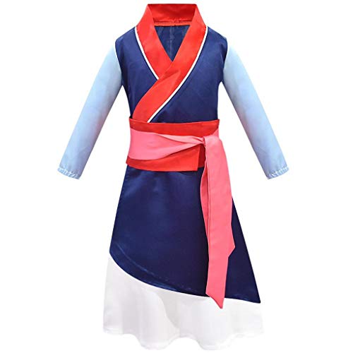 Lito Angels Mädchen Prinzessin Hua Mulan Kostüm Hanfu Chinesisch Heldin Ankleiden Halloween Party Outfit 9-10 Jahre Blau 276