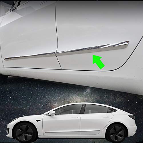 HIGH FLYING für Tesla Model 3 2017-2022 Exterieur Seiten Zierleisten ABS Kunststoff 4 Stück (Chrom Verchromt)