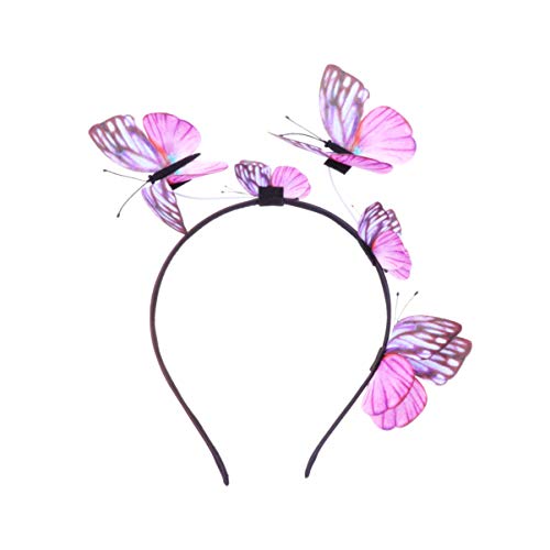 Lurrose Lebensechte Schmetterling Stirnband Mädchen Haarbänder Schmetterling Fascinator Hut Elegante Stirnband Damen Frauen Haarbänder (Pink)