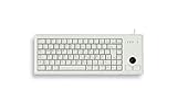 CHERRY Compact-Keyboard G84-4400, Deutsches Layout, QWERTZ Tastatur, kabelgebundene Tastatur, mechanische Tastatur, ML Mechanik, Integrierter optischer Trackball plus 2 Maustasten, hellgrau