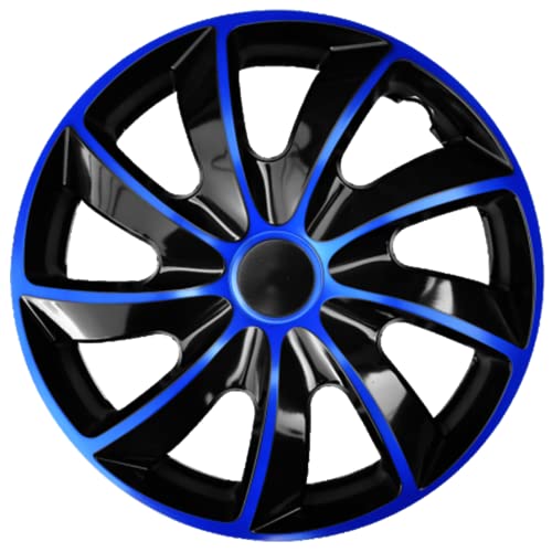 Ohmtronixx Quad Radkappen 15 Zoll 4er Set, blau-schwarz, Radzierblenden aus ABS Kunststoff