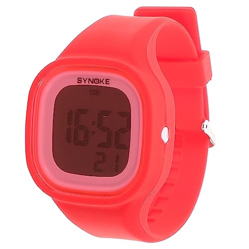 Hemobllo Wasserdichte Sportuhr Digitaluhr mit leuchtet im Dunkeln Silikonarmband Armbanduhr Geschenk für Damen Herren Kinder (Rosa)