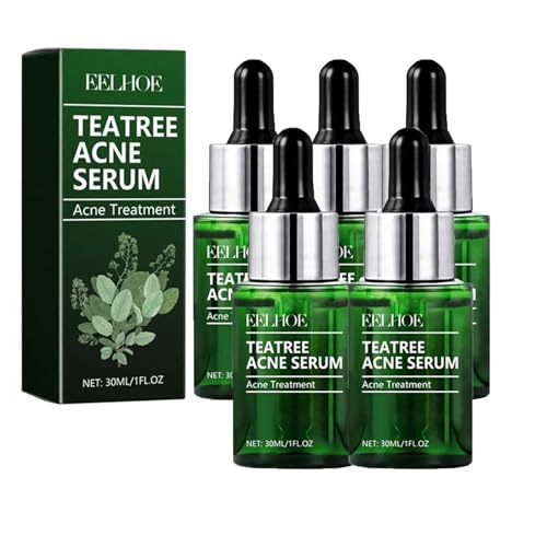 Teebaumöl Anti Acne Serum, Salicylic Acid Tea Tree Oil Serum, Acne Treatment Serum, Gesichtsserum gegen Akne & Unreine Haut, Feuchtigkeitsspendende, Gesichtspflege für alle Haartypen, 30ml (5 Stück)