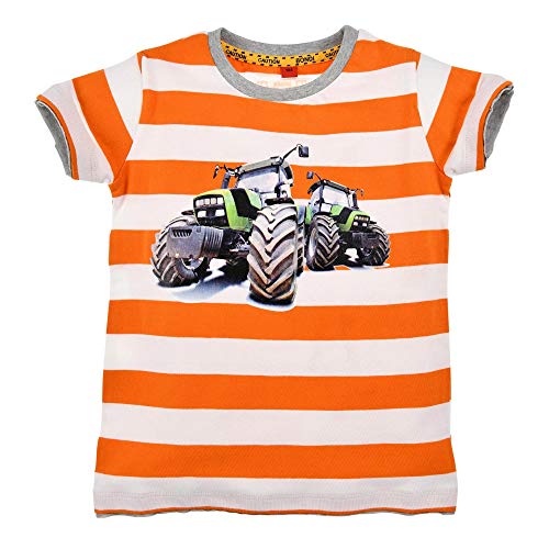 Bondi T-Shirt Traktor für Jungen 33121 | Orange/Weiß Gr. 104