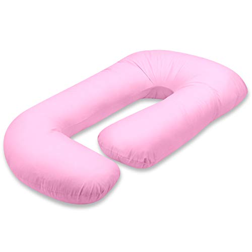 Vitabo weiches Schwangerschaftskissen G-Form | ergonomisches Seitenschläferkissen Stillkissen | Flexibles Stützkissen und Kniekissen für erholsamen Schlaf | 110x70 cm (Rosa)