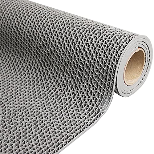 FYZS Küchen-Teppiche, Hohle Duschmatten, rutschfeste Matten, schnell durchlässig, bieten mehr Abdeckung und rutschfeste Traktion, Breite: 0,9 m, Dicke: 5 mm (Color : Gris, Size : 0.9x5m)