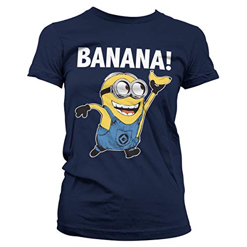 MINIONS Offizielles Lizenzprodukt Banana! Damen T-Shirt (Marineblau), S