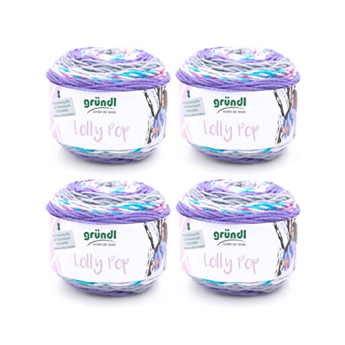 Gründl Lolly Pop, Knäuel à 150 g Handstrickgarn, 100% Polyacryl (Violett-Mauve-Zinn-Weiß, 4)