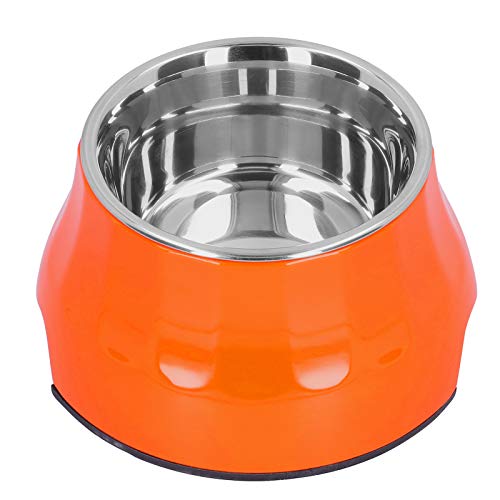 ViaGasaFamido Husdjursmatarskål, 2-i-1 rostfritt stål husdjursskålar Hundhalkad matare för hundkattmat Vattenmatning Dricktillbehör[Orange] Näpfe