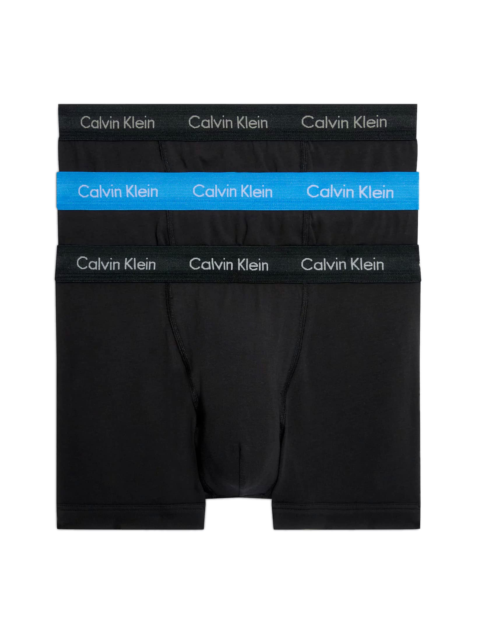 Calvin Klein Herren 3er Pack Boxershorts Trunks Baumwolle mit Stretch, Schwarz (B-Grey Heather/Wht/Palace Blue Lg), S