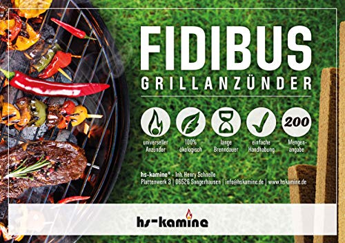 hs-kamine 200 Stück Grillanzünder Fidibus BBQ Grillanzünder natürliche Anzündstäbe EIN reines Naturprodukt