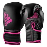 adidas Boxhandschuhe Hybrid 80 - geeignet fürs Boxen, Kickboxen, MMA, Fitness & Training - für Kindern, Männer oder Frauen - Schwarz/Pink - 10 oz
