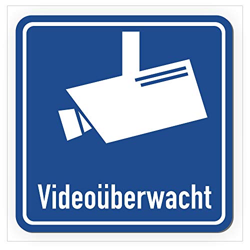 Magnetschild Videoüberwacht | Schild magnetisch mit Piktogramm nach DIN 33450 | Wetterfest - Geeignet für Innen/Außen (25 x 25 cm)