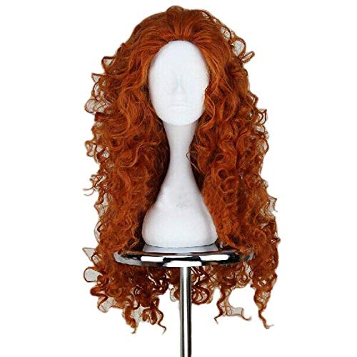 Hairpieces Long Deep Curly Orange Girl s Princess Dress Cosplay Costume Wig for Halloween Birthday Party Brown