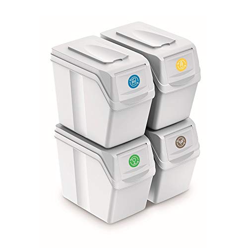 Prosperplast Set of 4 Cubes 80L Prosper SORTIBOX Plastic White Recycling-Behälter, Multicolored, One Size