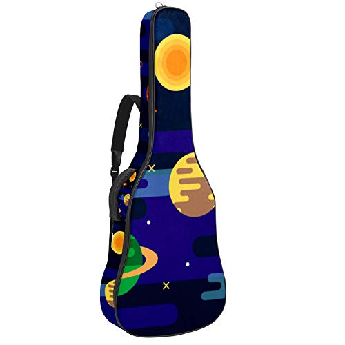 Gitarren-Gigbag, wasserdicht, Reißverschluss, weich, für Bassgitarre, Akustik- und klassische Folk-Gitarre, Galaxie, Weltraum, Rakete, Planeten