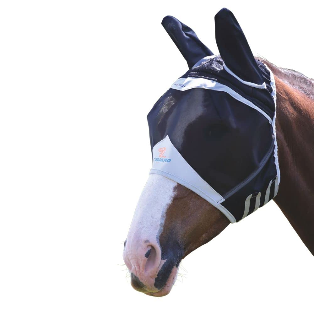 Shires Fliegenmaske mit Ohren für Pferde, feiner Netzstoff, schwarz