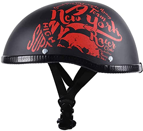 YLXD Retro Motorrad-Helm Halbhelme Brain-Cap Halbschale Jet-Helm Roller-Helm Scooter-Helm Retro Half Helm für Cruiser Chopper Biker Moped DOT/ECE-Zulassung E,55-60CM