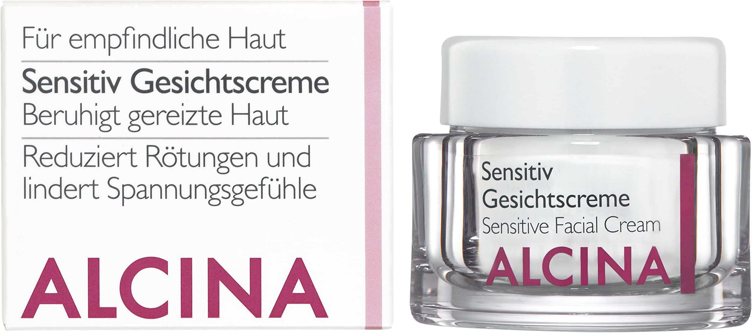 ALCINA Sensitiv Gesichtscreme - 1 x 50 ml - Empfindliche Haut - Beruhigt gereizte Haut und lindert Spannungsgefühle - Unparfümiert, für Duftstoffallergiker geeignet