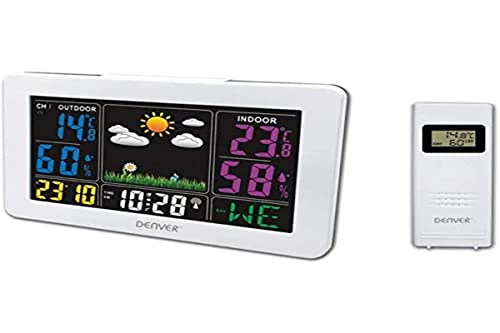 Denver Wetterstation 'WS-540' mit Außensensor, Alarmfunktion und Farbdisplay, sowie Messung von Temperatur und Luftfeuchtigkeit, weiß